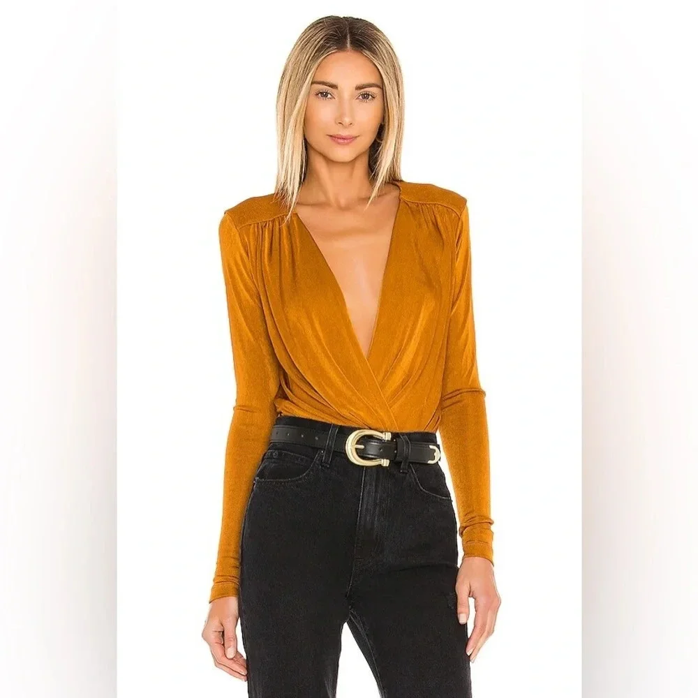 Free People Turnt Bodysuit in Honey Ginger Size: XS